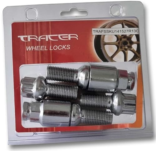 TRACER Set di bulloni per cerchione, antifurto M14 x 1,5, 27 mm, con 2 chiavi compatibili con Audi, VW, Seat, Skoda