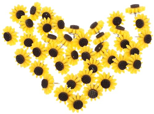 Mobestech 40stücke Sonnenblumen Pinnwand Nadeln Dekorative Büro-stecknadeln Für Korktafeln Und Holzoberflächen Für Kreative Büro-Dekorationen Und -projekte
