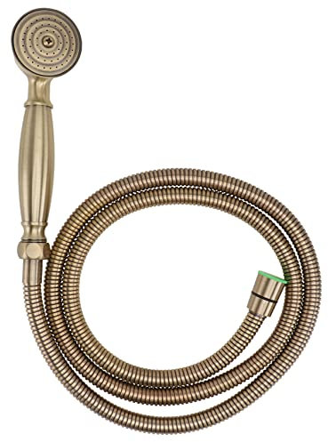 DOITOOL Soffione Doccia Retrò in Ottone Anticato Con Tubo Flessibile Doccetta Color Bronzo Per Miscelatore Vasca Accessorio Bagno Termoisolante E Antigoccia 17.5X5X4Cm