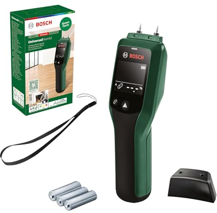 Bosch Holzfeuchtigkeitsmessgerät UniversalHumid (präzise Ergebnisse dank Holzgruppenauswahl und LED-Ampel zur einfachen Interpretation, im Karton)