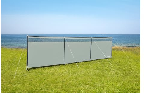 BERGER Windschutz Panorama in Grau 600 x 150 cm | Sichtschutz für Strand, Camping und Garten