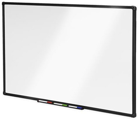 KARAT Tableau Blanc effaçable Onyx - Panneaux Magnétique avec cadre noir en aluminium - Ardoise velleda laqué 80x110 cm - Tableau aimanté mural résistant aux Rayures - Inclus matériel de montage