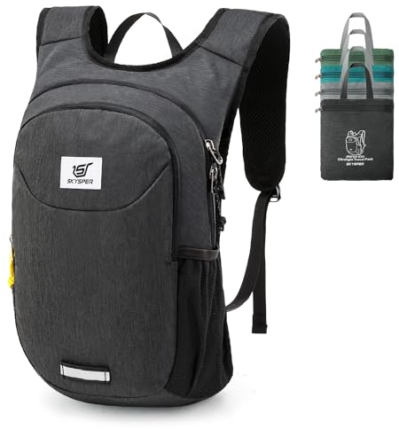 SKYSPER Faltbarer Rucksack 10L Ultraleicht Tagesrucksack Daypack Wanderrucksack Klein Outdoorrucksack mit Reflexstreifen für Wandern Reisen Sport