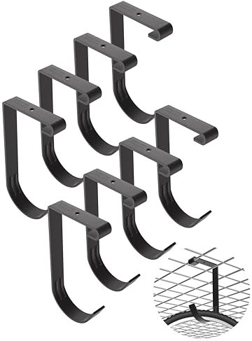Bike Hooks for Garage Ceiling Mount Rack – Heavy Duty 4X8 Overhead Garage Storage Rack for Ceiling Hanging Bicycle Shelves, Add on Storage Flat Hooks Accessory and Wall Hanger (Flat Hook 8 Pack)
