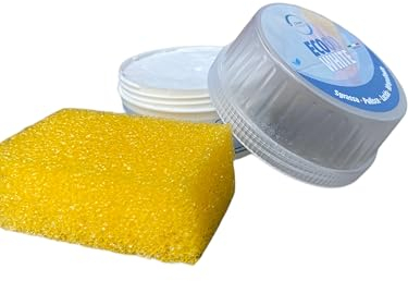 CLEAN & WIPE Detergente Universale-Pasta Pietra Bianca pulente: Sgrassa, Pulisce, Lucida. Brilla Acciaio, oro, argento, rame, gomma. Evita la formazione del calcare.500gr con Spugna Ecoo white