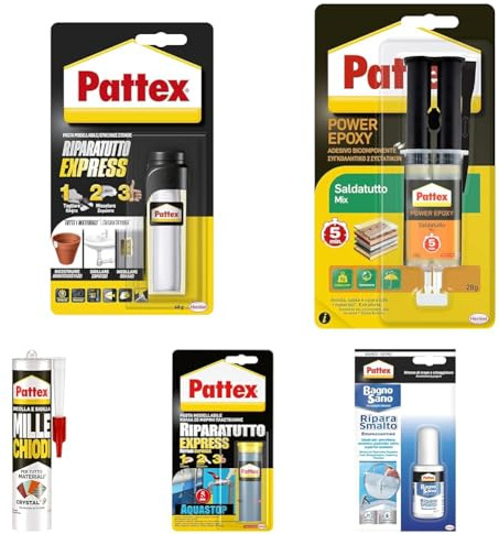 Pattex Ripara Express, Colla epossidica, Pasta modellabile per incollare e riparare, Adesivo epossidico verniciabile e carteggiabile per molti materiali, 48 g