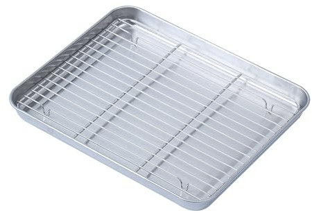 Bandeja para Galletas de Acero Inoxidable, Bandeja para Hornear Escurridora con Rejilla de Malla, Bandeja para Galletas con Borde, Bandeja para Horno Tostadora para Cocina