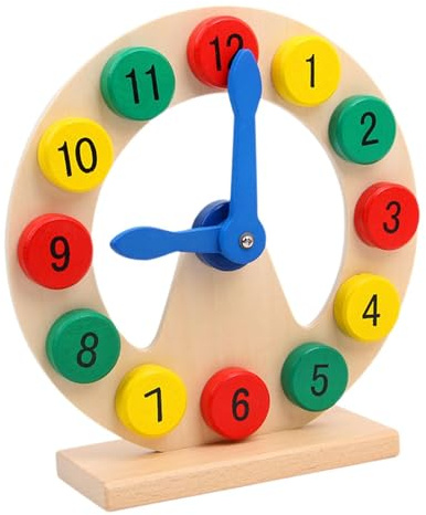 JWQFBC Lernuhr Aus Holz – Lernspielzeug für Kinder Zur Förderung Der Motorik