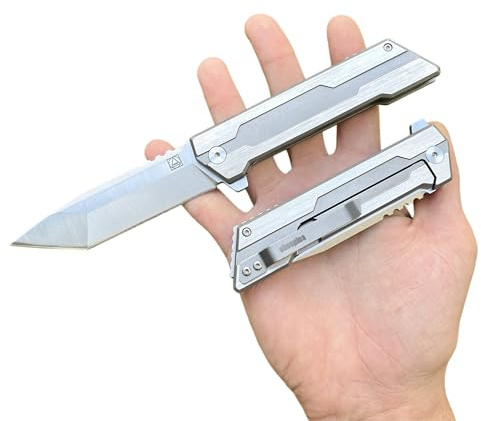 Obespina Couteau Pliant Lame Tanto Acier D2 Full Métal Marque Française Collection Cadeau Fête Homme Edc Poche Custom Framelock Camping Table Nature Japonais Lourd Qualité