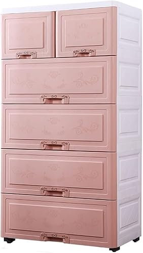SHANYAYALI Aufbewahrungskörbe aus Kunststoff, Schubladentyp, Spind, Zuhause, Kleiderschrank, geeignet für Wohnzimmer, Schlafzimmer, Kinderzimmer (Rosa, 3 Ebenen)