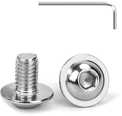 Tunejoy Vis à Tête Bombée avec Bride M6 x 10 mm Vis à Six Pans Creux en Acier Inoxydable A2 V2A Boulons à Tête Hexagonale avec Clé Allen Filetage Complet 20 Pièces
