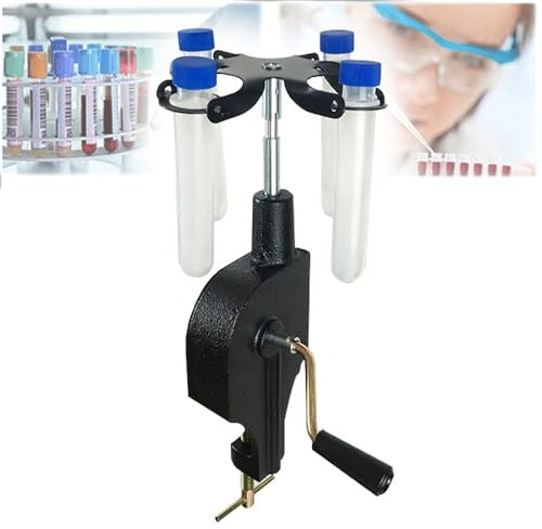 Centrifugeuse manuelle à manivelle 1800 tr/min pour tubes de centrifugeuse de 15 ml x 4 – Idéal pour les expériences de séparation centrifuge, montage sur table