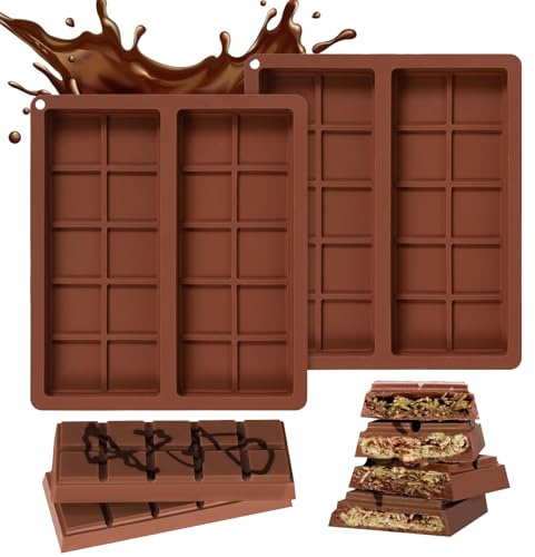 2 Piezas Molde Silicona Chocolate Dubai 2 Cavidades Molde Turron Silicona Molde Chocolate,Tableta Molde Silicona Chocolate,Moldes de Chocolato Profundo,para DIY Chocolates,Gofres,Pistacho