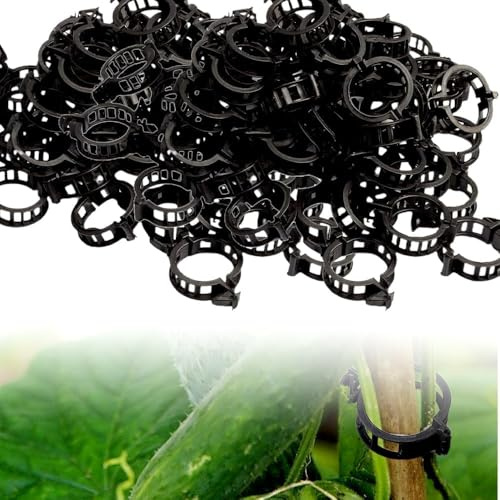 Plant Clips, 2026 New Outdoor Plants Clips, Plant Clips for Climbing Plants, Twine Vine Trellis Cage, Vegetable Garden Plant Support Clips Grafting Tools (100, Black)