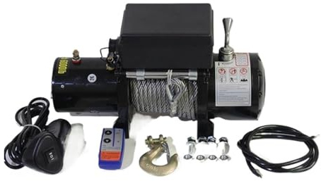 Cabrestante eléctrico montado en coche, 12V, 24V, 2721kg, 2kW, 6 m/min, cabrestante electrónico for vehículo todoterreno, freno electromagnético(24V)