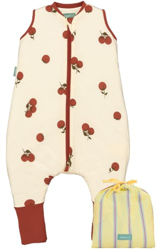 molis&co - Baby Schlafsack mit Füßen und Socke -Ideal für Frühling und Herbst - Babyschlafsack mit Beinen 1 tog - 100% Baumwolle (Oeko-TEX 100), Premium Qualität - Tomatoes (90 cm)