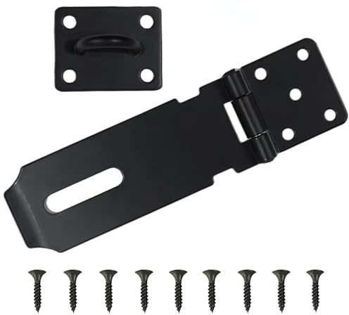 4 Inch Hasp and Staple Heavy Duty Shed Lock Buckle, Stainless Steel Clasp, Door Gate Lock Latch Hinge Padlock Catch Door Clasp Latch Security Hasp for External Doors Window Cabinet Pet Cage