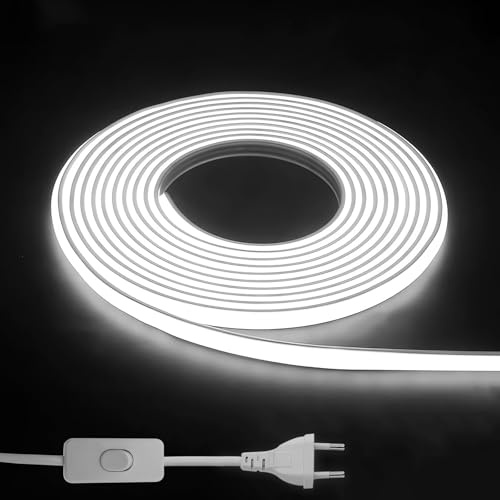 Striscia LED COB 220V IP65,per Interni ed Esterni(6000K,led striscia 3m) | 240 LED/m per una luce continua da circa 780 lm/m con consumo di 10 W/m; flessibile e adatta a cucina, camera, bar e terrazza
