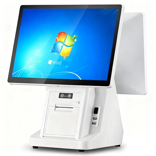 Qiang Caisse Enregistreuse Intelligente,Caisse Enregistreuse Pos avec 15.6 Double écran Tactile,Imprimante 58mm Intégrée,CPU I5,4 Go de RAM,SSD 64 Go,for Retail and Restaurant