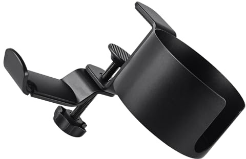 Fockety Portavasos de Escritorio con Colgador para Auriculares, Práctico Soporte Giratorio para Tazas de Escritorio para Oficina, Hogar, Ahorro de Espacio (BLACK)