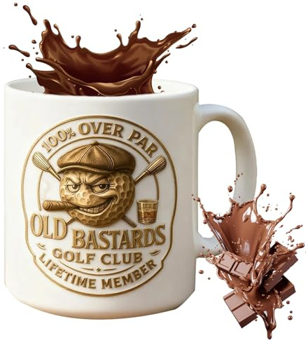 Générique da golf umoristica, contenitore per bevande in ceramica, 350 ml, da latte di design, per golfisti, tornei, ufficio, casa o regali (compleanno, Natale, pensionamento)