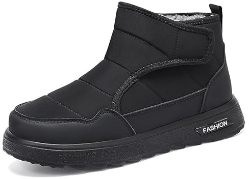 Soft time TOY Snow boots for men cold weather shoes water repellent ultra-lightweight non-slip snow shoes fleece lining outdoor Zipper Wide Toe Box (Black,8)