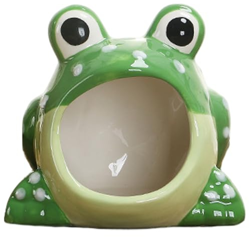 Hilai Statues Frog Candy Bowl, Large Mouth Frog Shape Ceramic Small Candy Dish, Cute Cookie Jar for Home Kitchen Office Table
