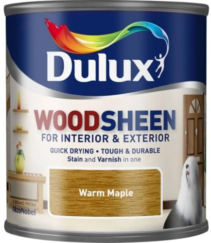 Woodsheen Stain and Varnish 750ml Warm Maple | Interior Wood Stain and Varnish | Satin Finish for Doors Skirting Furniture and Trim | Quick Dry Wood Protection