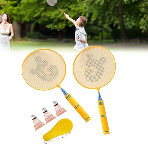 POENVFPO Raquetas de Bádminton para Niños, de Doble Color, Elásticas y Duraderas con Acabado de Pintura de Alto Brillo para Niños de 5 a 12 Años (Yellow)