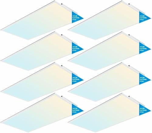 8 Pack 2x4 LED Flat Panel Light for Drop Ceiling, 9360lm Selectable 30W/40W/50W/60W/72W, Color Temperature 3000K/3500K/4000K/5000K/6500K, 0-10V Dimmable, 120-277V, ETL,DLC