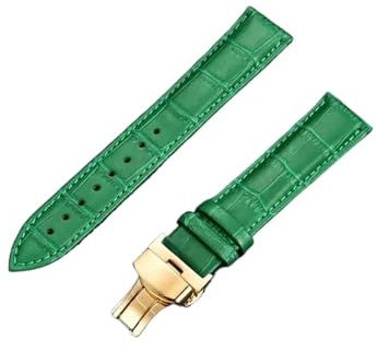 FYXT 18mm 20mm 22mm 24mm Bambumönsterarmband Fjärilsspänne Business Casual Klockarmband Klocktillbehör Grönt(Green-gold,18mm)