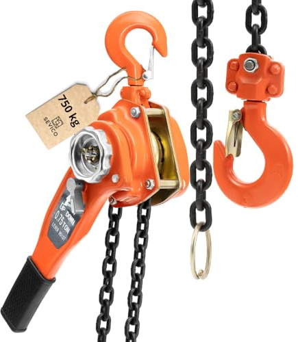 Ratschenzug 750 kg – Kettenzug Hebezug Flaschenzug 0,75 t mit 2,8 m Kette, Handkettenzug mit Haken, Hebezeug für Werkstatt & Industrie
