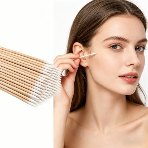 200 Pcs Cotton Buds,Cotton Tipped Applicator,Cotton Swabs Wood Sticks for Eyebrow Tattoo Beauty Make up Color Nail Seam Dedicated Dirty Picking Sticks,Nail Seam Dedicated Dirty Picking