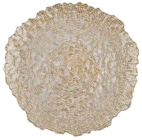 bricoleva.it SET 5 SOTTOPIATTO WAVY IN VETRO CHAMPAGNE 33CM
