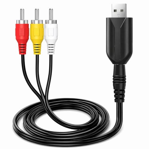 Convertitore VHS USB 2.0 1080P Scheda Acquisizione Video RCA S-Video | Plug-and-play UVC senza driver, compatibile Windows macOS Linux Android OBS, per VHS DVD videocamera console