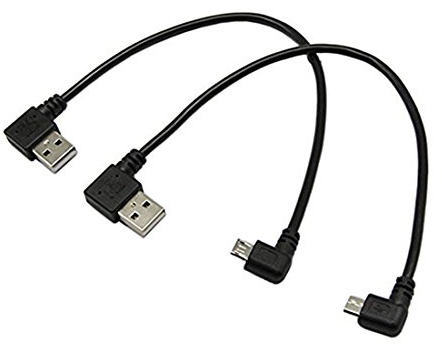 CERRXIAN 9 Zoll Micro USB Kabel Combo Links und Rechtwinklig Micro USB 5 Pin Stecker auf USB 2.0 Typ A Links Winkel Männlichen Daten Sync und Ladekabel (1 Paar)