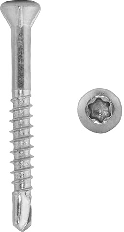 Dielenschrauben 3,2 X 60 m. Linsenkopf u. Innensechsrund, Edelstahl A2 (50 Stück) - V2A TORX Holzschrauben m. Bohrspitze u. Fräsrippen