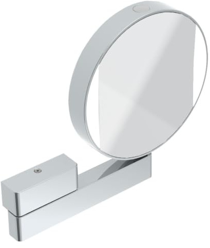 Emco Universal LED Kosmetik- und Rasierspiegel am Flexarm, runder Kosmetikspiegel mit Beleuchtung zur Wandmontage, Vergrößerungsspiegel (3-/7-fach) mit Einstellbarer Farbtemperatur, Chrom