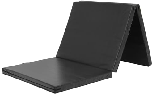 KaRaDaStyle Gymnastikmatte, 3-fach faltbar, Stretch-Matten, 180,3 x 78,7 x 5,1 cm, für Muskeltraining, Kinder, Spielen, horizontale Stangenmatte, Yoga, Sport, schalldicht, Heimgebrauch (schwarz,