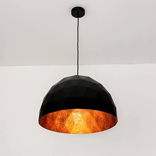 Licht-Erlebnisse Hängelampe rund Ø50cm Schwarz Kupfer modern edel Industrie Design Pendelleuchte Wohnzimmerlampe