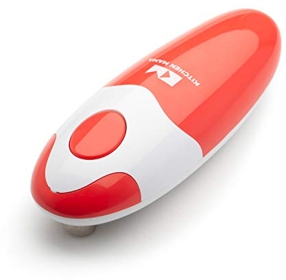 Elektrischer Dosenöffner Auto von Kitchen Mama: Öffnen Sie Ihre Konservendosen einfach per Knopfdruck – automatisch, freihändig, mit glattem Rand, lebensmittelecht, batteriebetrieben (Rot)