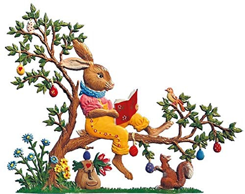 Wilhelm Schweizer Zinnfigur Hase lesend im Baum - Jahreshase 2018