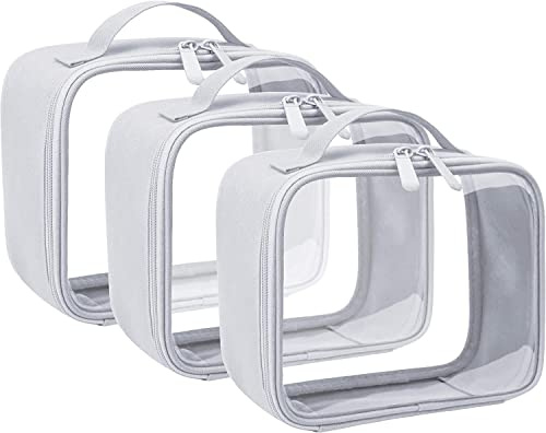 ANRUI 3 Stück Kulturbeutel Transparent, Reise Kulturtasche Kosmetiktasche Durchsichtig für Damen & Herren, Kulturbeutel Flugzeug Handgepäck für Flüssigkeiten, Transparent Waschbeutel Toilettentasche