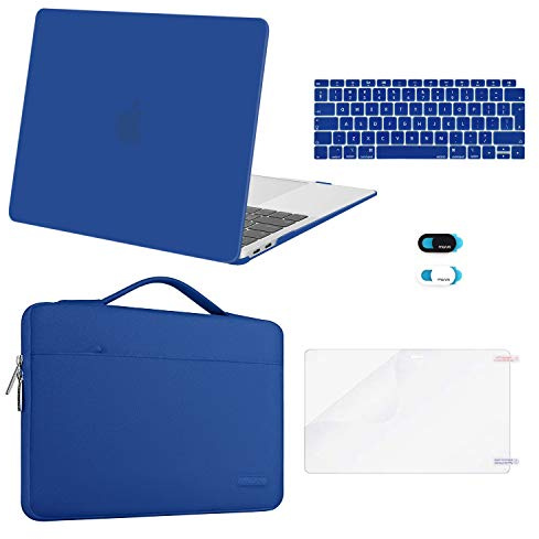 MOSISO Custodia Compatibile con MacBook Air 13 Cover M1 2021 2020 2019 2018 A2337 A2179 A1932,Case per MacBook Air M1 Cover 13,3'' Pollici&Borsa&Copritastiera&Webcam Cover&Pellicola, Classic Blu