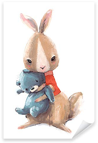 Postereck - 3629 - Kinderzimmer, Hase Teddybär Kuscheln Süss - Kinder Kinderzimmer Kinderbild Wandposter Fotoposter Bilder Wandbild Wandbilder - Poster - DIN A2-42,0 cm x 59,4 cm