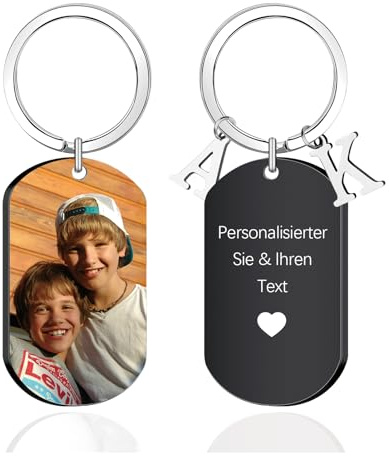 CGFN Schlüsselanhänger Personalisiert, Farbe Metall Keychain Auto Schmücke mit Text Gravur & Foto-Farb Druckt, Benutzerdefinierte Glücksbringer Geschenke für Herz Männer Freundin