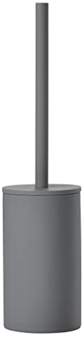 Zone Denmark Karma Toilettenbürste, WC Bürste aus Steinzeug, Klobürste in Schönem Dänischem Design, Bürstengarnitur mit Bürste und Halter fürs Badezimmer, Stehend, Durchm. 9,2 cm, Höhe 38 cm, Grau