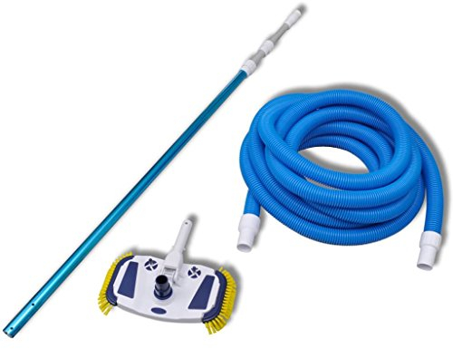 Susany Poolreinigung Pool Bodensaugerset Pool Bodensauger Set Mit 1 x Kopfbürste,1 x Teleskopstange,1 x 10 m Schlauch,Pool Set Schwimmbad Schlauch,Aluminium Stange: 1,2 - 3,6 m