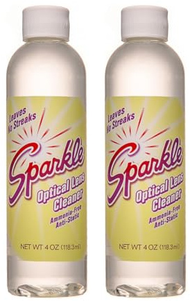Sparkle Lens Cleaner for Glasses & Optical Surfaces – Ammonia-Free, Anti-Static, Leaves No Streaks or Residue – 4 oz Spray (Pack of 2)
