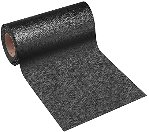 Kunstleder Selbstklebende Leder Reparatur Set, Lederflicken Selbstklebende Leder Reparatur Patch 8 x 150cm, für Sofas Autositze Bürostuhl Kopfteil Handtaschen Jacken, Schwarz